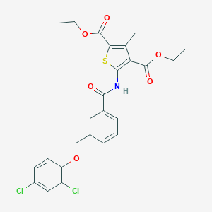 molecular formula C25H23Cl2NO6S B453867 Diethyl 5-({3-[(2,4-dichlorophenoxy)methyl]benzoyl}amino)-3-methyl-2,4-thiophenedicarboxylate 