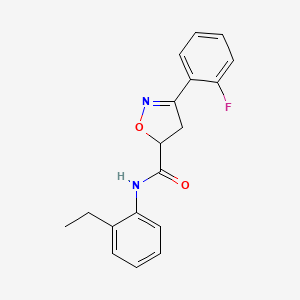 molecular formula C18H17FN2O2 B4538693 N-(2-ethylphenyl)-3-(2-fluorophenyl)-4,5-dihydro-5-isoxazolecarboxamide 