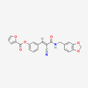 molecular formula C23H16N2O6 B4538698 3-{3-[(1,3-benzodioxol-5-ylmethyl)amino]-2-cyano-3-oxo-1-propen-1-yl}phenyl 2-furoate 