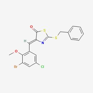 molecular formula C18H13BrClNO2S2 B4538716 2-(benzylthio)-4-(3-bromo-5-chloro-2-methoxybenzylidene)-1,3-thiazol-5(4H)-one 