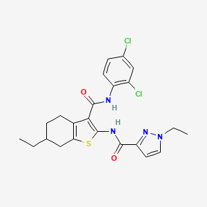 molecular formula C23H24Cl2N4O2S B4538721 N-(3-{[(2,4-dichlorophenyl)amino]carbonyl}-6-ethyl-4,5,6,7-tetrahydro-1-benzothien-2-yl)-1-ethyl-1H-pyrazole-3-carboxamide 