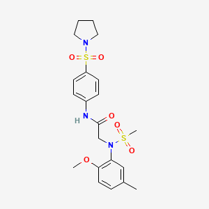 molecular formula C21H27N3O6S2 B4538729 N~2~-(2-methoxy-5-methylphenyl)-N~2~-(methylsulfonyl)-N~1~-[4-(1-pyrrolidinylsulfonyl)phenyl]glycinamide 
