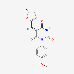 molecular formula C17H14N2O5 B4538736 1-(4-methoxyphenyl)-5-[(5-methyl-2-furyl)methylene]-2,4,6(1H,3H,5H)-pyrimidinetrione 