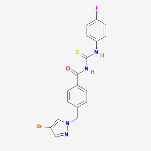 molecular formula C18H14BrIN4OS B453875 4-[(4-bromo-1H-pyrazol-1-yl)methyl]-N-[(4-iodophenyl)carbamothioyl]benzamide 