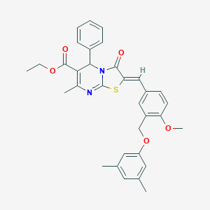 molecular formula C33H32N2O5S B453877 ethyl (2Z)-2-{3-[(3,5-dimethylphenoxy)methyl]-4-methoxybenzylidene}-7-methyl-3-oxo-5-phenyl-2,3-dihydro-5H-[1,3]thiazolo[3,2-a]pyrimidine-6-carboxylate 