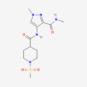 molecular formula C13H21N5O4S B4538775 N-{1-methyl-3-[(methylamino)carbonyl]-1H-pyrazol-4-yl}-1-(methylsulfonyl)-4-piperidinecarboxamide 