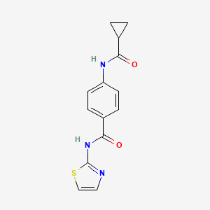 molecular formula C14H13N3O2S B4538790 4-[(cyclopropylcarbonyl)amino]-N-1,3-thiazol-2-ylbenzamide 