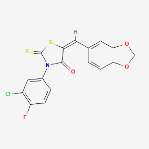 molecular formula C17H9ClFNO3S2 B4538794 5-(1,3-benzodioxol-5-ylmethylene)-3-(3-chloro-4-fluorophenyl)-2-thioxo-1,3-thiazolidin-4-one 