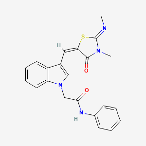 2-(3-{[3-methyl-2-(methylimino)-4-oxo-1,3-thiazolidin-5-ylidene]methyl}-1H-indol-1-yl)-N-phenylacetamide