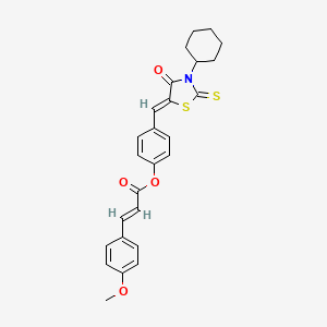 molecular formula C26H25NO4S2 B4538854 4-[(3-cyclohexyl-4-oxo-2-thioxo-1,3-thiazolidin-5-ylidene)methyl]phenyl 3-(4-methoxyphenyl)acrylate 