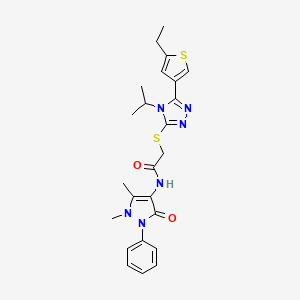 molecular formula C24H28N6O2S2 B4538859 N-(1,5-dimethyl-3-oxo-2-phenyl-2,3-dihydro-1H-pyrazol-4-yl)-2-{[5-(5-ethyl-3-thienyl)-4-isopropyl-4H-1,2,4-triazol-3-yl]thio}acetamide 