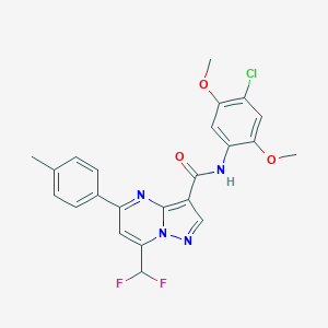 molecular formula C23H19ClF2N4O3 B453887 N-(4-chloro-2,5-dimethoxyphenyl)-7-(difluoromethyl)-5-(4-methylphenyl)pyrazolo[1,5-a]pyrimidine-3-carboxamide 