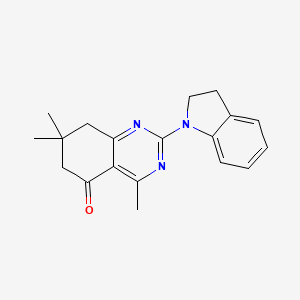 molecular formula C19H21N3O B4538877 2-(2,3-dihydro-1H-indol-1-yl)-4,7,7-trimethyl-7,8-dihydro-5(6H)-quinazolinone 