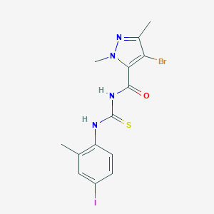 molecular formula C14H14BrIN4OS B453888 4-bromo-N-[(4-iodo-2-methylphenyl)carbamothioyl]-1,3-dimethyl-1H-pyrazole-5-carboxamide 