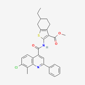 molecular formula C29H27ClN2O3S B4538885 methyl 2-{[(7-chloro-8-methyl-2-phenyl-4-quinolinyl)carbonyl]amino}-6-ethyl-4,5,6,7-tetrahydro-1-benzothiophene-3-carboxylate 