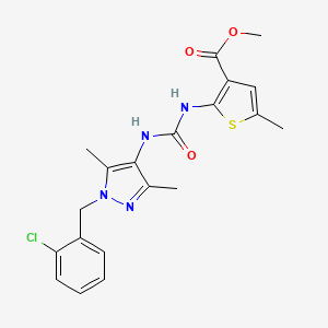 molecular formula C20H21ClN4O3S B4538923 methyl 2-[({[1-(2-chlorobenzyl)-3,5-dimethyl-1H-pyrazol-4-yl]amino}carbonyl)amino]-5-methyl-3-thiophenecarboxylate 