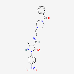 molecular formula C24H26N6O4 B4538958 4-({[2-(4-benzoyl-1-piperazinyl)ethyl]amino}methylene)-5-methyl-2-(4-nitrophenyl)-2,4-dihydro-3H-pyrazol-3-one 