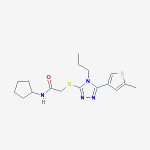 molecular formula C17H24N4OS2 B4538967 N-cyclopentyl-2-{[5-(5-methyl-3-thienyl)-4-propyl-4H-1,2,4-triazol-3-yl]thio}acetamide 
