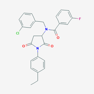 N-(3-chlorobenzyl)-N-[1-(4-ethylphenyl)-2,5-dioxo-3-pyrrolidinyl]-3-fluorobenzamide