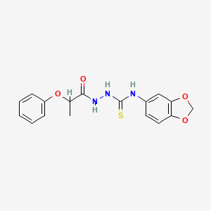 molecular formula C17H17N3O4S B4539036 N-1,3-苯并二氧杂环-5-基-2-(2-苯氧基丙酰)肼基碳硫酰胺 