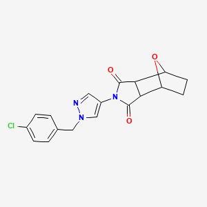 molecular formula C18H16ClN3O3 B4539078 4-[1-(4-chlorobenzyl)-1H-pyrazol-4-yl]-10-oxa-4-azatricyclo[5.2.1.0~2,6~]decane-3,5-dione 