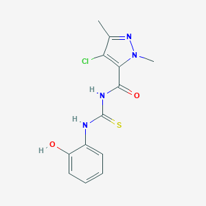 molecular formula C13H13ClN4O2S B453908 N-[(4-chloro-1,3-dimethyl-1H-pyrazol-5-yl)carbonyl]-N'-(2-hydroxyphenyl)thiourea 