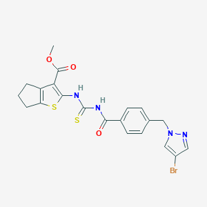 methyl 2-{[({4-[(4-bromo-1H-pyrazol-1-yl)methyl]benzoyl}amino)carbothioyl]amino}-5,6-dihydro-4H-cyclopenta[b]thiophene-3-carboxylate