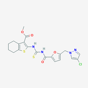 METHYL 2-({[({5-[(4-CHLORO-1H-PYRAZOL-1-YL)METHYL]-2-FURYL}CARBONYL)AMINO]CARBOTHIOYL}AMINO)-4,5,6,7-TETRAHYDRO-1-BENZOTHIOPHENE-3-CARBOXYLATE