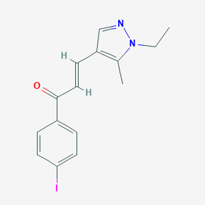 molecular formula C15H15IN2O B453916 (E)-3-(1-ethyl-5-methyl-1H-pyrazol-4-yl)-1-(4-iodophenyl)prop-2-en-1-one CAS No. 494219-59-9