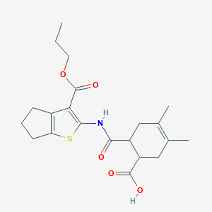 3,4-dimethyl-6-{[3-(propoxycarbonyl)-5,6-dihydro-4H-cyclopenta[b]thiophen-2-yl]carbamoyl}cyclohex-3-ene-1-carboxylic acid