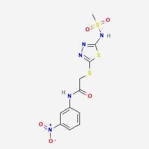 molecular formula C11H11N5O5S3 B4539254 2-({5-[(methylsulfonyl)amino]-1,3,4-thiadiazol-2-yl}thio)-N-(3-nitrophenyl)acetamide 