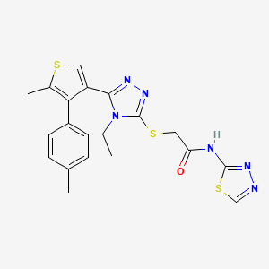 molecular formula C20H20N6OS3 B4539296 2-({4-ethyl-5-[5-methyl-4-(4-methylphenyl)-3-thienyl]-4H-1,2,4-triazol-3-yl}thio)-N-1,3,4-thiadiazol-2-ylacetamide 
