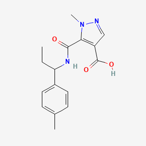 molecular formula C16H19N3O3 B4539306 1-methyl-5-({[1-(4-methylphenyl)propyl]amino}carbonyl)-1H-pyrazole-4-carboxylic acid 