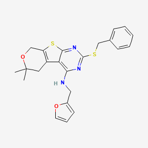 molecular formula C23H23N3O2S2 B4539335 2-(benzylthio)-N-(2-furylmethyl)-6,6-dimethyl-5,8-dihydro-6H-pyrano[4',3':4,5]thieno[2,3-d]pyrimidin-4-amine 