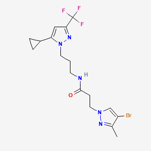 molecular formula C17H21BrF3N5O B4539401 3-(4-bromo-3-methyl-1H-pyrazol-1-yl)-N-{3-[5-cyclopropyl-3-(trifluoromethyl)-1H-pyrazol-1-yl]propyl}propanamide 