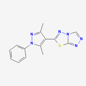 molecular formula C14H12N6S B4539420 6-(3,5-dimethyl-1-phenyl-1H-pyrazol-4-yl)[1,2,4]triazolo[3,4-b][1,3,4]thiadiazole 