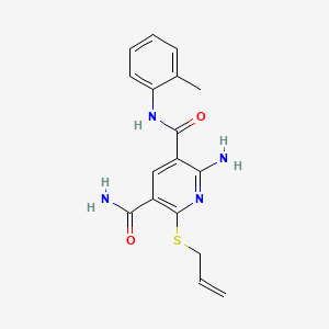 molecular formula C17H18N4O2S B4539487 6-(allylthio)-2-amino-N-(2-methylphenyl)-3,5-pyridinedicarboxamide 