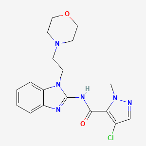 molecular formula C18H21ClN6O2 B4539506 4-chloro-1-methyl-N-{1-[2-(4-morpholinyl)ethyl]-1H-benzimidazol-2-yl}-1H-pyrazole-5-carboxamide 