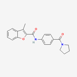 molecular formula C21H20N2O3 B4539522 3-methyl-N-[4-(1-pyrrolidinylcarbonyl)phenyl]-1-benzofuran-2-carboxamide 