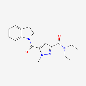 molecular formula C18H22N4O2 B4539538 5-(2,3-dihydro-1H-indol-1-ylcarbonyl)-N,N-diethyl-1-methyl-1H-pyrazole-3-carboxamide 