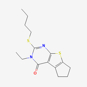 molecular formula C15H20N2OS2 B4539568 2-(butylthio)-3-ethyl-3,5,6,7-tetrahydro-4H-cyclopenta[4,5]thieno[2,3-d]pyrimidin-4-one 