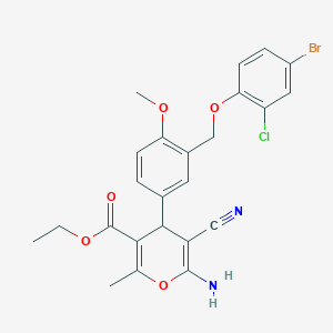 ethyl 6-amino-4-{3-[(4-bromo-2-chlorophenoxy)methyl]-4-methoxyphenyl}-5-cyano-2-methyl-4H-pyran-3-carboxylate