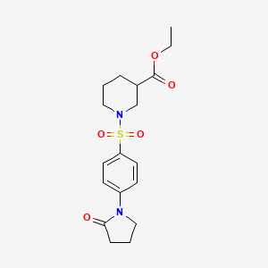 molecular formula C18H24N2O5S B4539576 ethyl 1-{[4-(2-oxo-1-pyrrolidinyl)phenyl]sulfonyl}-3-piperidinecarboxylate 