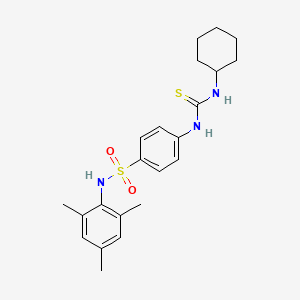 molecular formula C22H29N3O2S2 B4539587 4-{[(cyclohexylamino)carbonothioyl]amino}-N-mesitylbenzenesulfonamide 