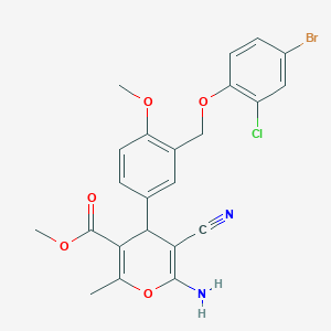 molecular formula C23H20BrClN2O5 B453964 methyl 6-amino-4-{3-[(4-bromo-2-chlorophenoxy)methyl]-4-methoxyphenyl}-5-cyano-2-methyl-4H-pyran-3-carboxylate 