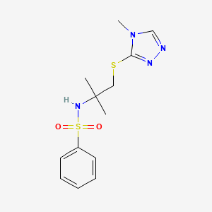 molecular formula C13H18N4O2S2 B4539649 N-{1,1-dimethyl-2-[(4-methyl-4H-1,2,4-triazol-3-yl)thio]ethyl}benzenesulfonamide 