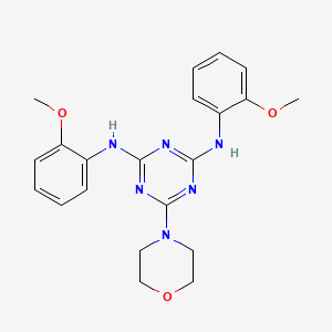 molecular formula C21H24N6O3 B4539662 N,N'-bis(2-methoxyphenyl)-6-(4-morpholinyl)-1,3,5-triazine-2,4-diamine 