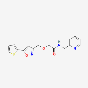 molecular formula C16H15N3O3S B4539686 N-(2-pyridinylmethyl)-2-{[5-(2-thienyl)-3-isoxazolyl]methoxy}acetamide 