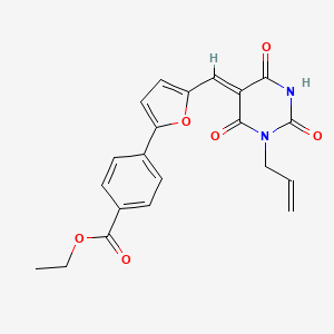 molecular formula C21H18N2O6 B4539694 ethyl 4-{5-[(1-allyl-2,4,6-trioxotetrahydro-5(2H)-pyrimidinylidene)methyl]-2-furyl}benzoate 
