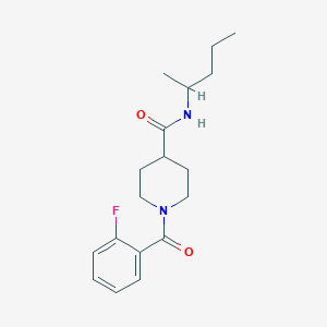 molecular formula C18H25FN2O2 B4539724 1-(2-fluorobenzoyl)-N-(1-methylbutyl)-4-piperidinecarboxamide 